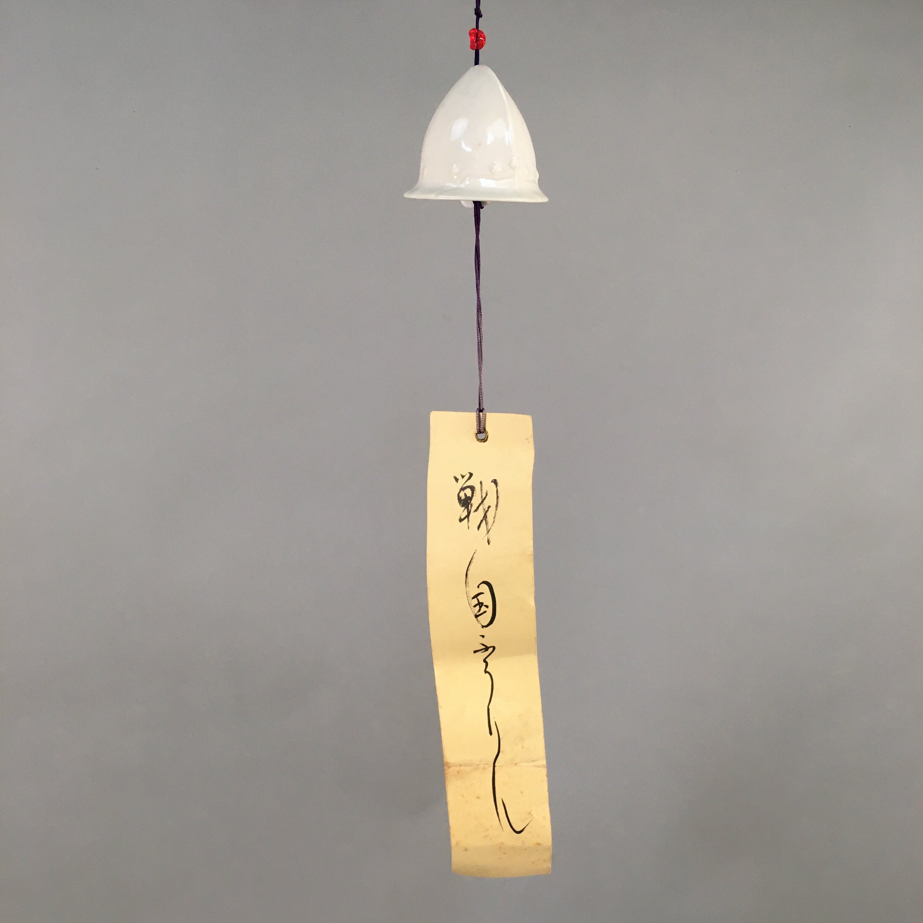 Japanese Clay Bell Vtg Ceramic White Hat Wind Chime DR330