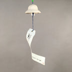 Japanese Clay Bell Vtg Ceramic White Wind Chime Dorei Buddhist Hat DR329