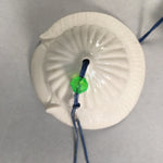 Japanese Clay Bell Vtg Ceramic White Wind Chime Dorei Buddhist Hat DR329