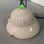 Japanese Clay Bell Vtg Ceramic White Wind Chime Dorei Buddhist Hat DR329