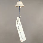 Japanese Clay Bell Vtg Ceramic White Wind Chime Dorei Buddhist Hat DR329
