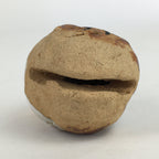 Japanese Clay Bell Vtg Dorei Ceramic Doll Amulet Brown Blue Glaze DR385