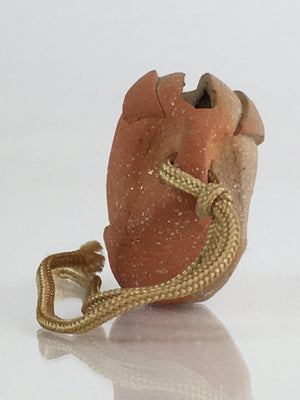 Japanese Clay Bell Vtg Dorei Ceramic Doll Amulet Brown Rabbit DR415