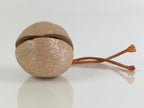 Japanese Clay Bell Vtg Dorei Ceramic Doll Amulet Brown Round DR411