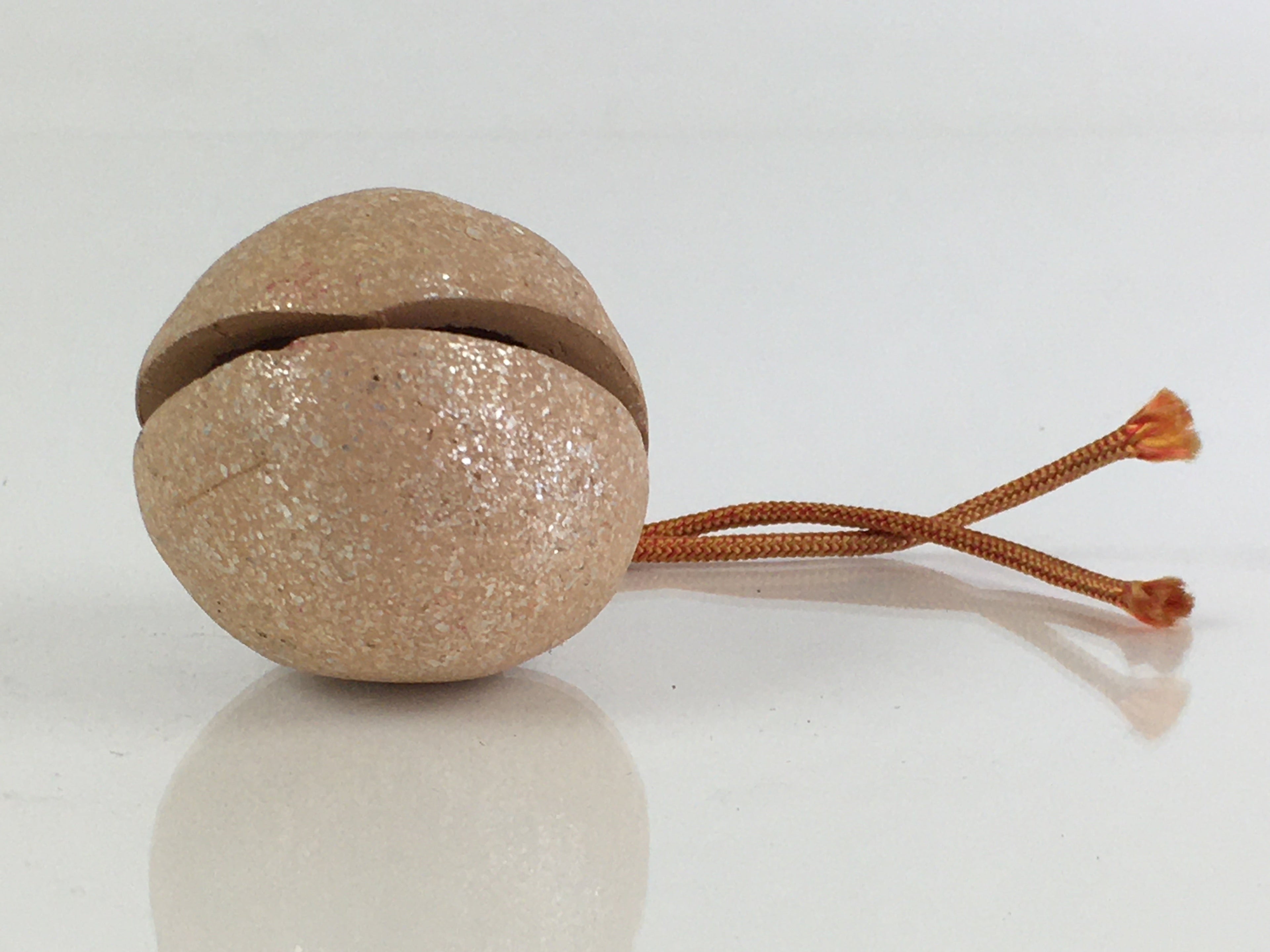 Japanese Clay Bell Vtg Dorei Ceramic Doll Amulet Brown Round DR411