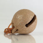 Japanese Clay Bell Vtg Dorei Ceramic Doll Amulet Brown Round DR411