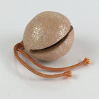 Japanese Clay Bell Vtg Dorei Ceramic Doll Amulet Brown Round DR411