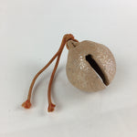 Japanese Clay Bell Vtg Dorei Ceramic Doll Amulet Brown Round DR411