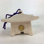 Japanese Clay Bell Vtg Dorei Ceramic Doll Amulet Chrysanthemum Crest DR390
