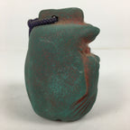 Japanese Clay Bell Vtg Dorei Ceramic Doll Amulet Demon Temple Red Green DR347