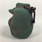Japanese Clay Bell Vtg Dorei Ceramic Doll Amulet Demon Temple Red Green DR347