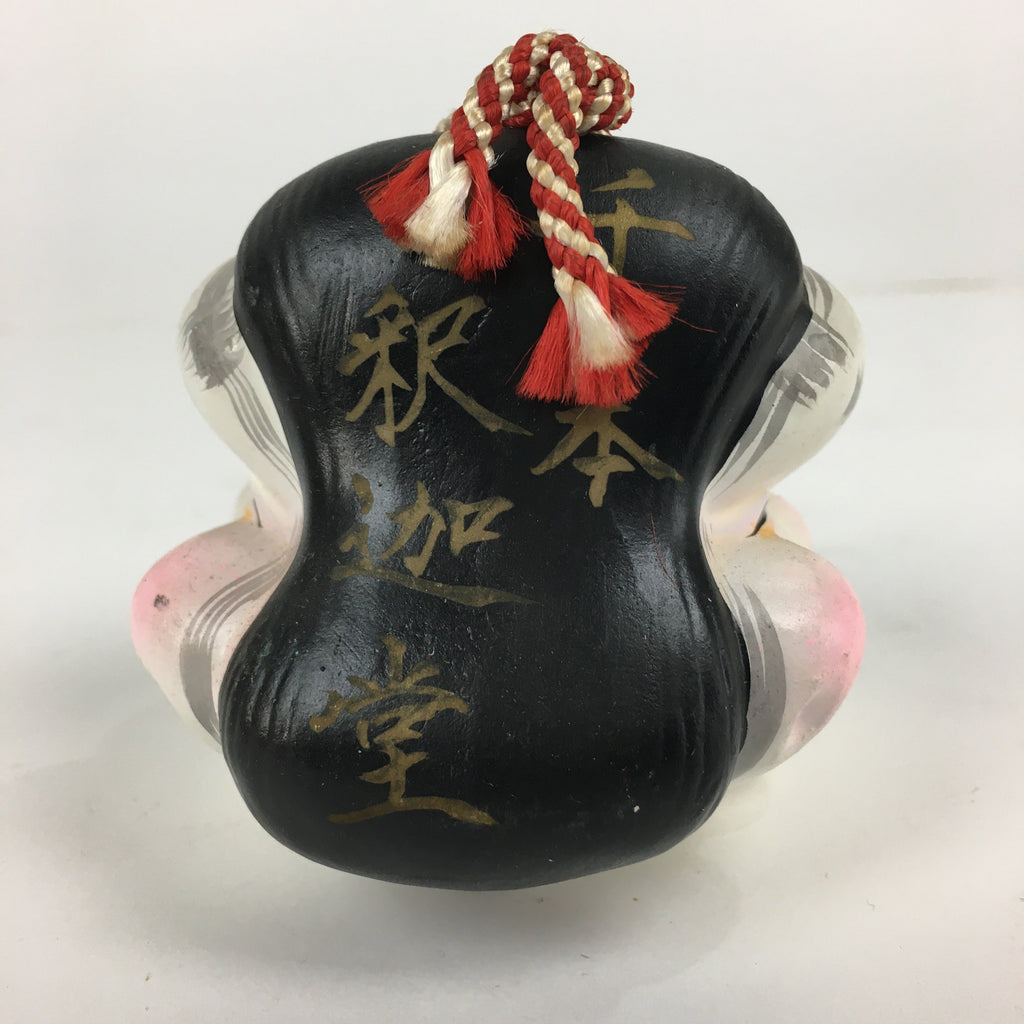 Japanese Clay Bell Vtg Dorei Ceramic Doll Amulet Double faced Front Back DR343