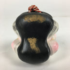 Japanese Clay Bell Vtg Dorei Ceramic Doll Amulet Double faced Front Back DR343