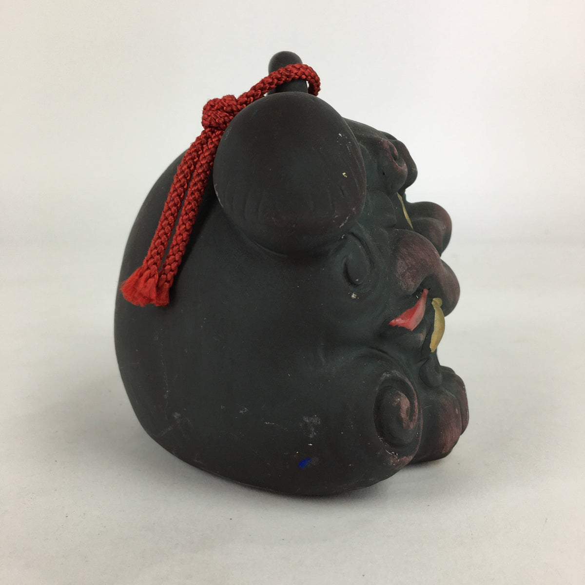 Japanese Clay Bell Vtg Dorei Ceramic Doll Amulet Guardian Dog DR392