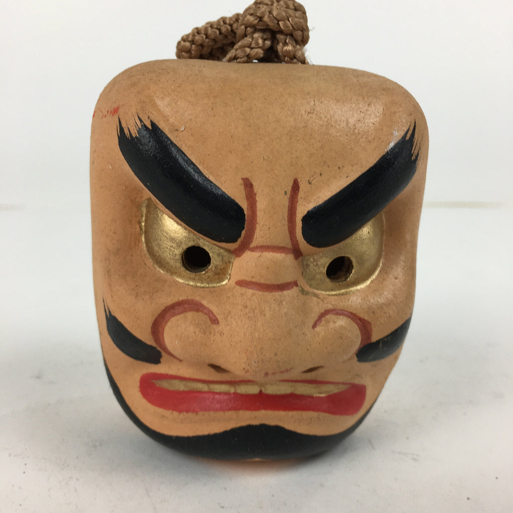 Japanese Clay Bell Vtg Dorei Ceramic Doll Amulet Hibakojinkagura Face DR369