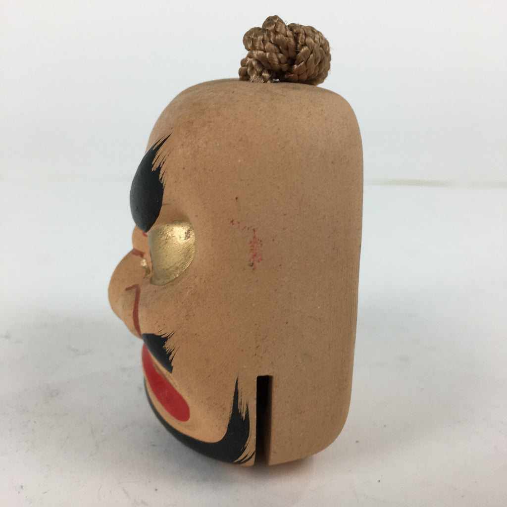 Japanese Clay Bell Vtg Dorei Ceramic Doll Amulet Hibakojinkagura Face DR369