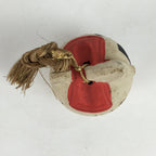 Japanese Clay Bell Vtg Dorei Ceramic Doll Amulet Horse Poetry White DR394