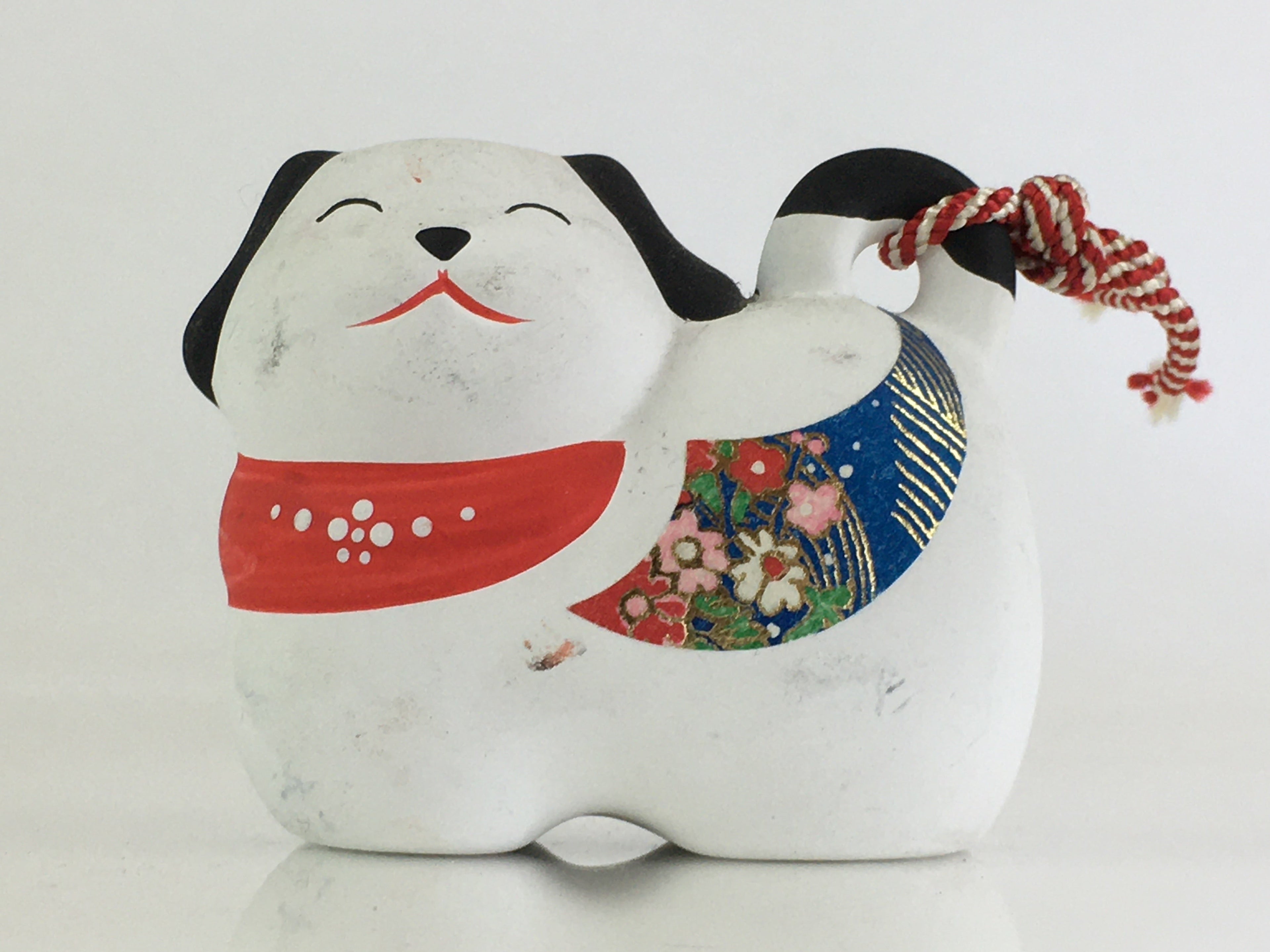 Japanese Clay Bell Vtg Dorei Ceramic Doll Amulet Japanese Zodiac Dog DR407