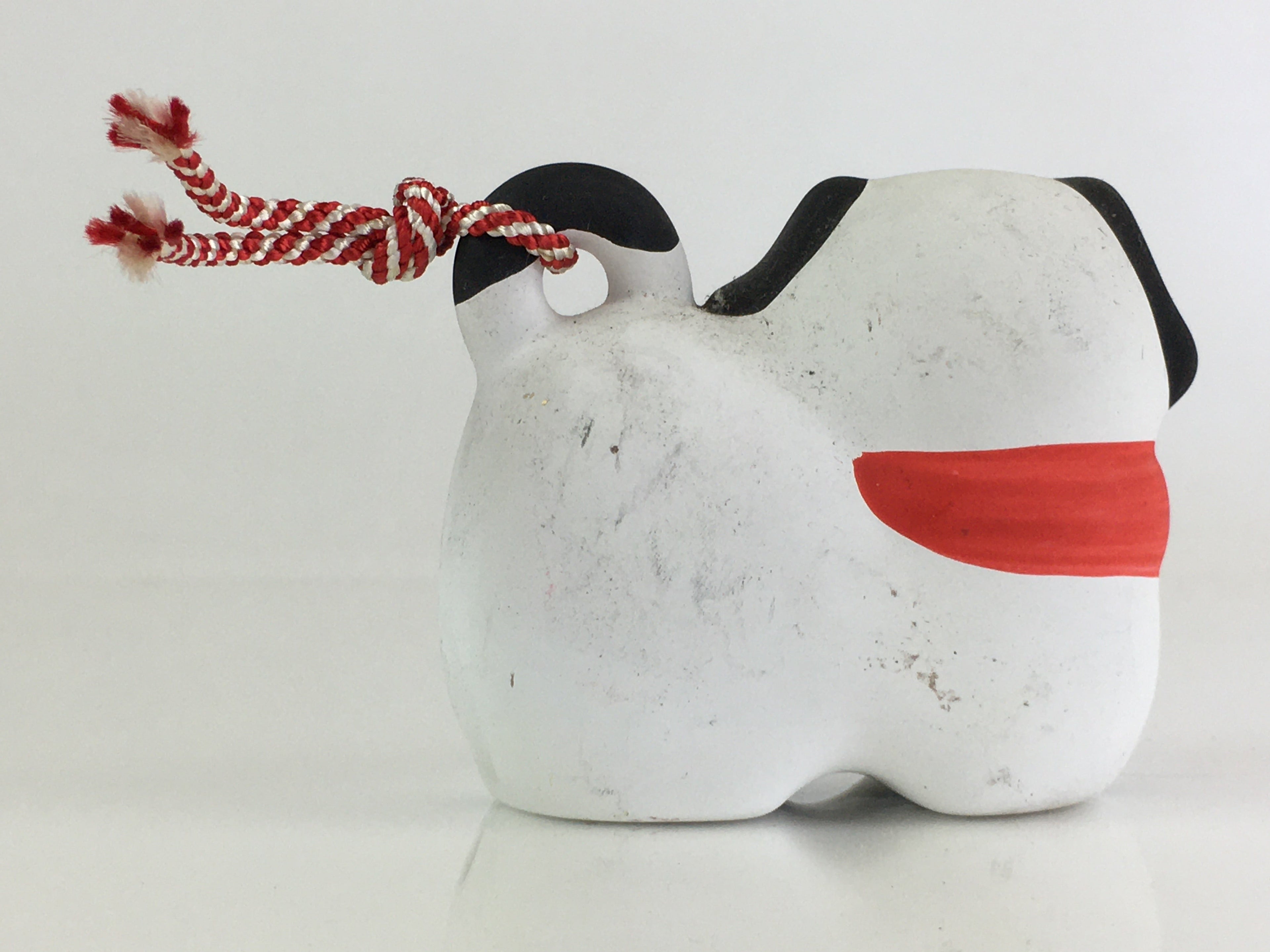 Japanese Clay Bell Vtg Dorei Ceramic Doll Amulet Japanese Zodiac Dog DR407