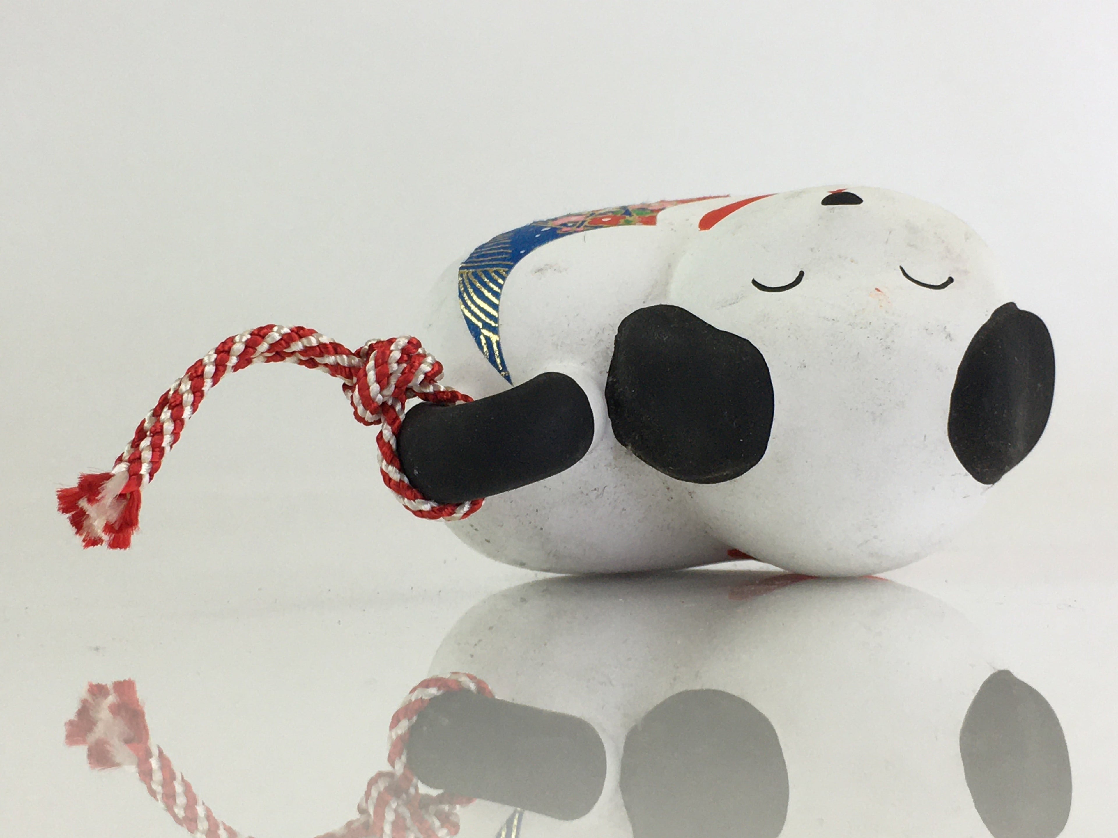 Japanese Clay Bell Vtg Dorei Ceramic Doll Amulet Japanese Zodiac Dog DR407