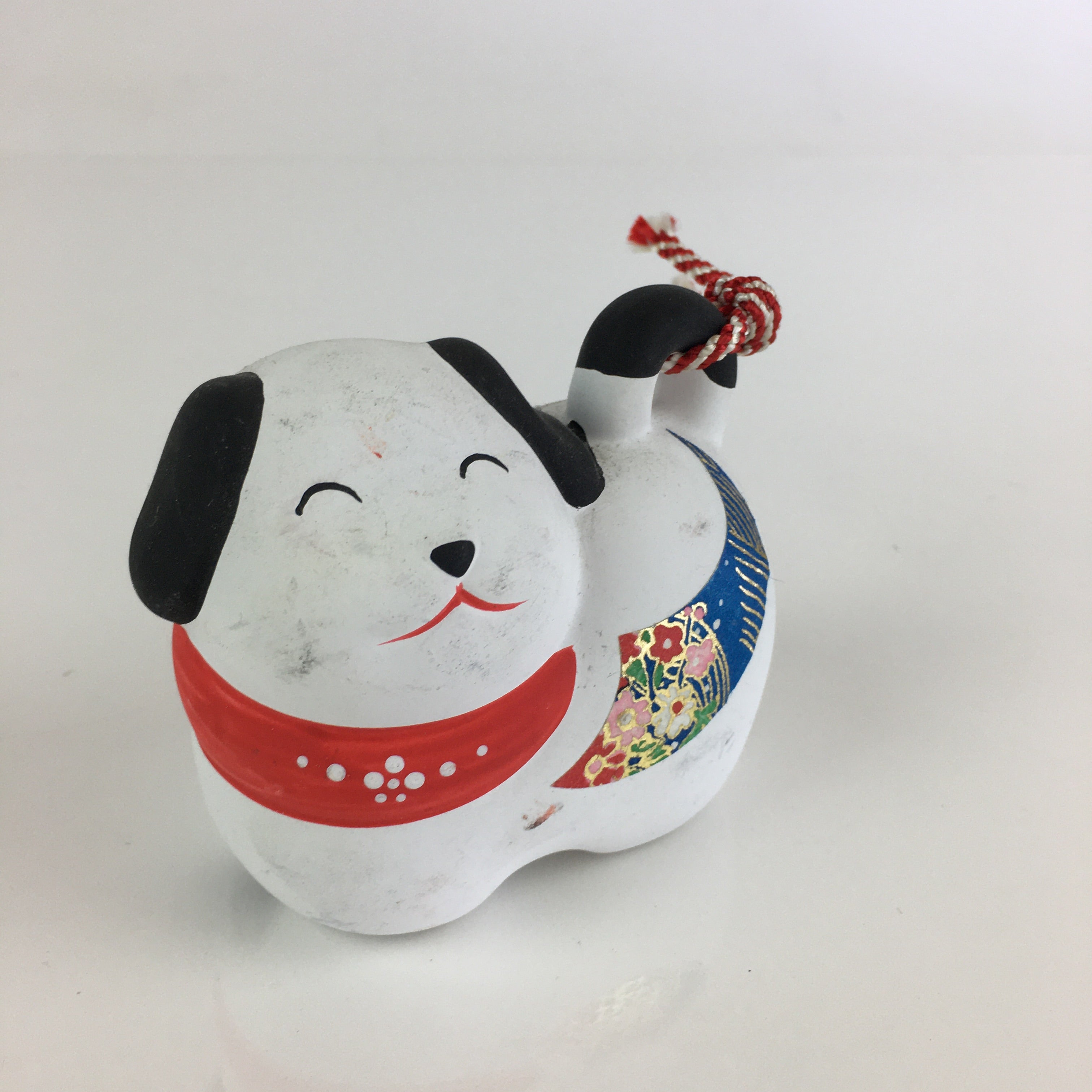 Japanese Clay Bell Vtg Dorei Ceramic Doll Amulet Japanese Zodiac Dog DR407