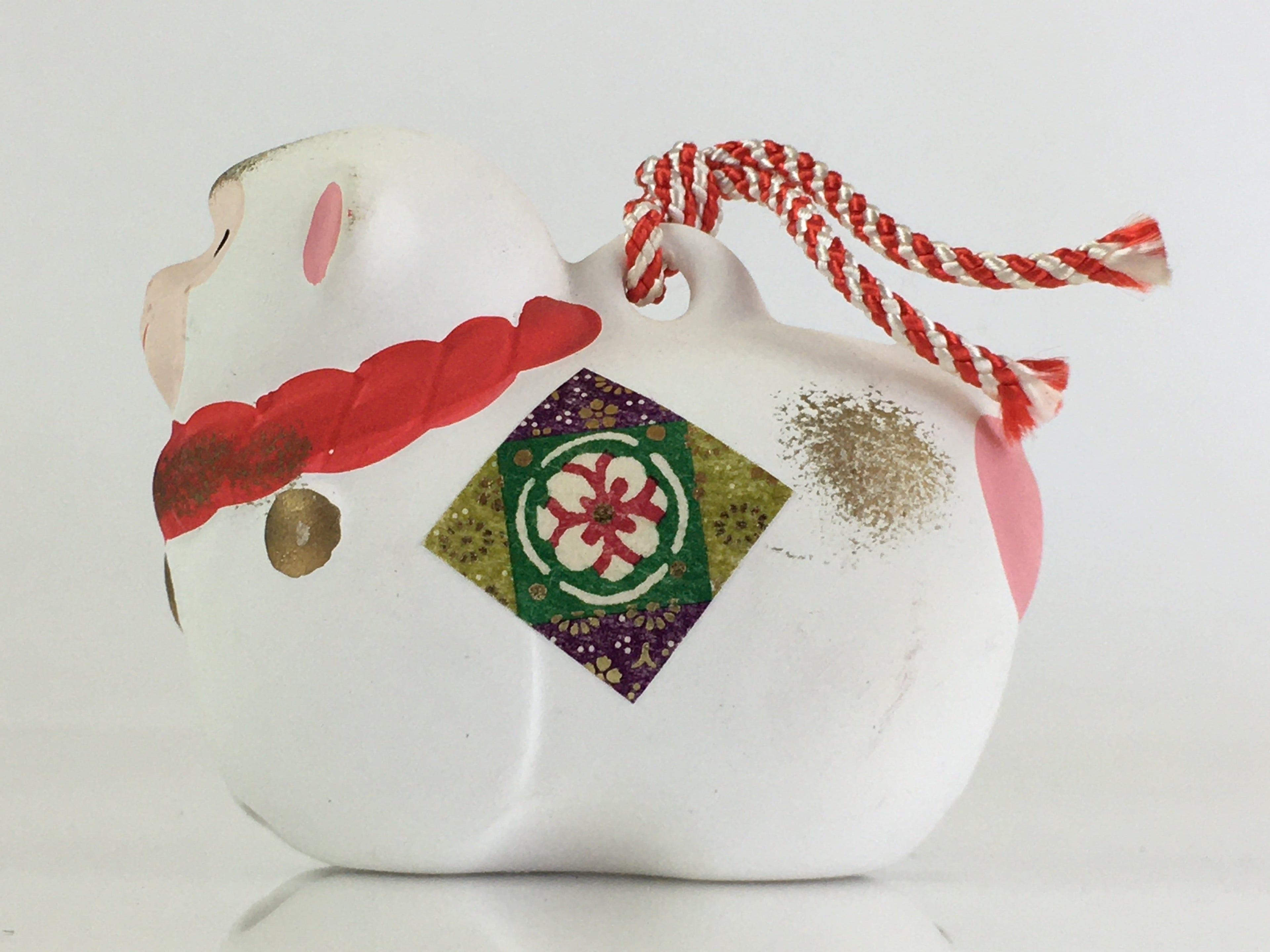 Japanese Clay Bell Vtg Dorei Ceramic Doll Amulet Japanese Zodiac Monkey DR406