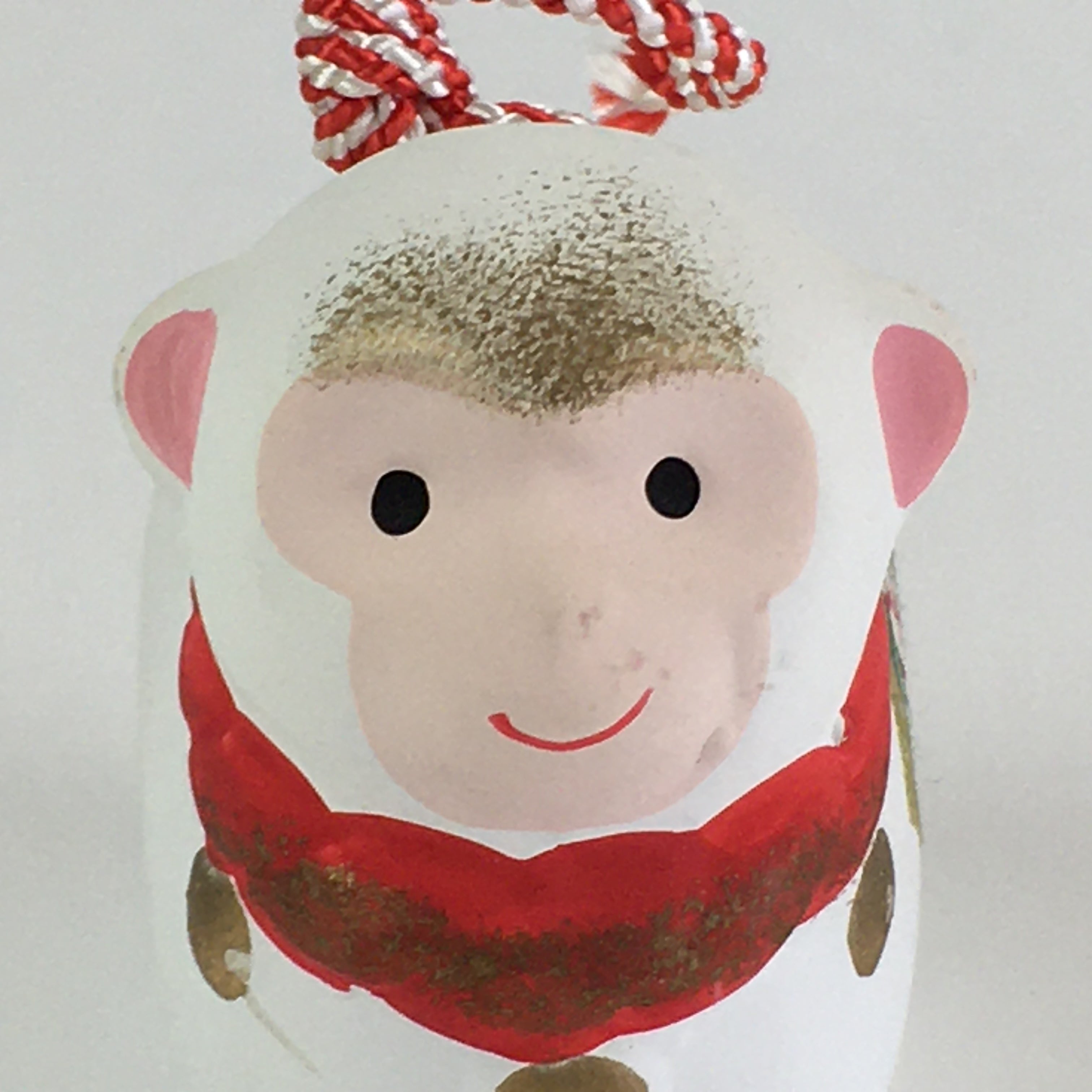Japanese Clay Bell Vtg Dorei Ceramic Doll Amulet Japanese Zodiac Monkey DR406