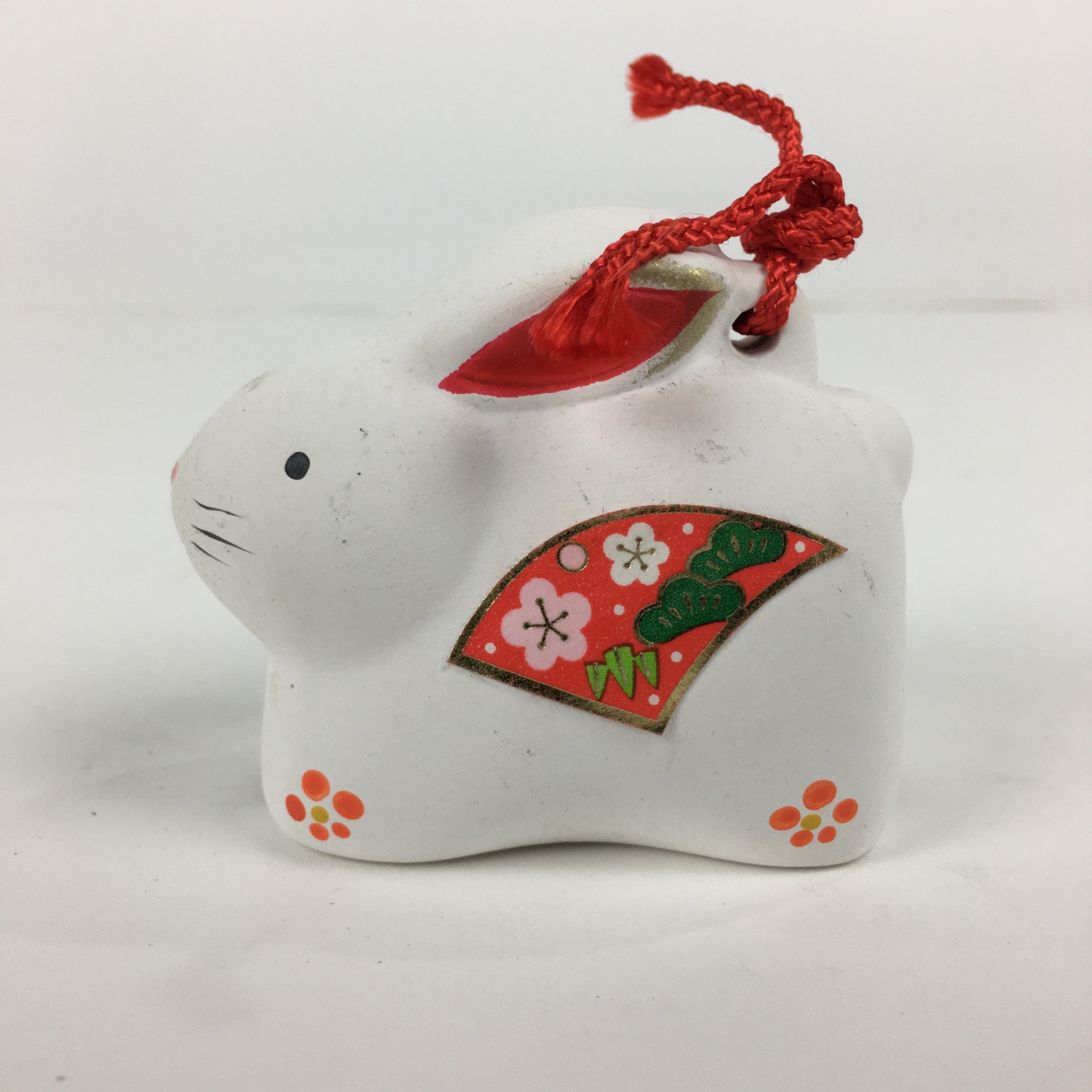 Japanese Clay Bell Vtg Dorei Ceramic Doll Amulet Japanese Zodiac Rabbit DR340
