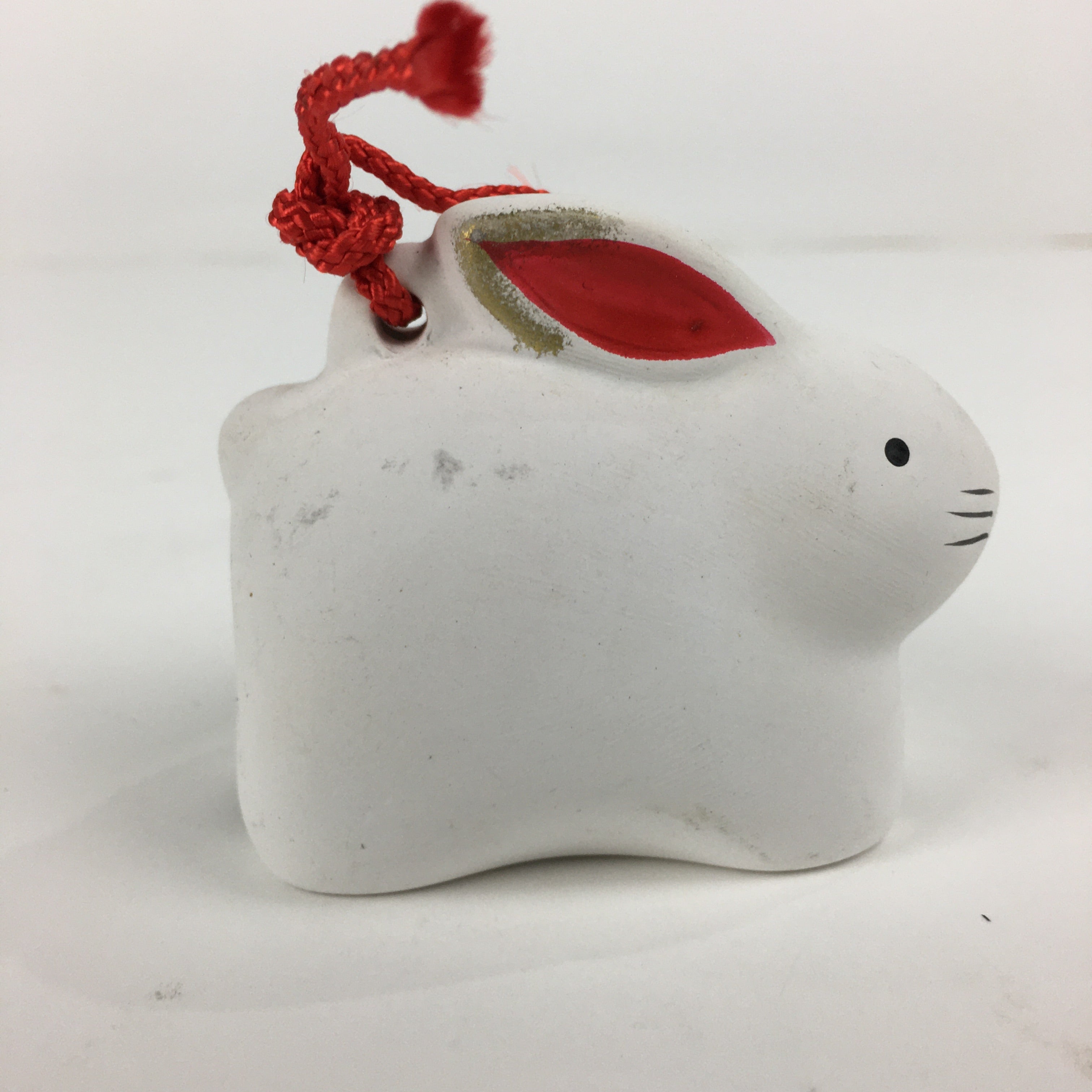 Japanese Clay Bell Vtg Dorei Ceramic Doll Amulet Japanese Zodiac Rabbit DR340