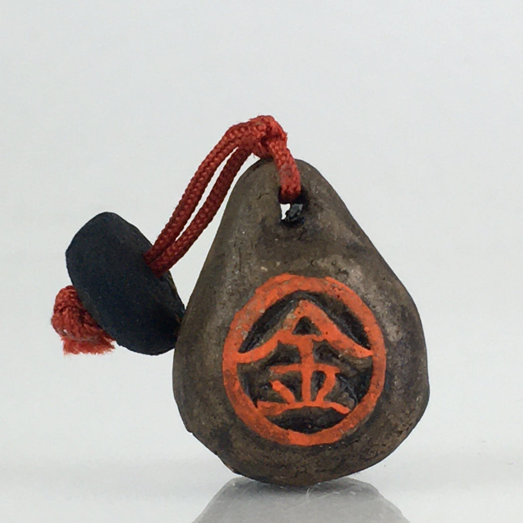 Japanese Clay Bell Vtg Dorei Ceramic Doll Amulet Money Luck Charm DR414