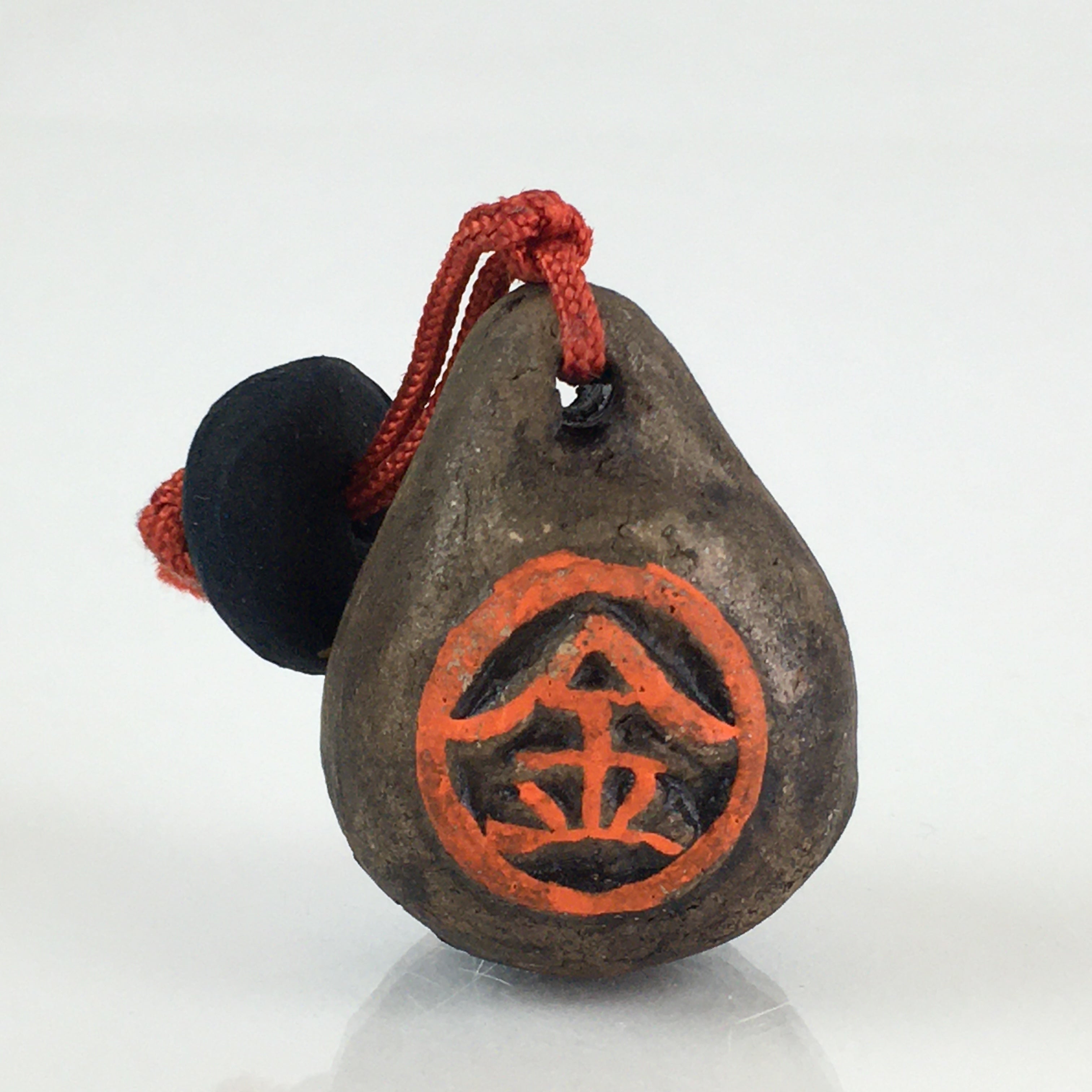 Japanese Clay Bell Vtg Dorei Ceramic Doll Amulet Money Luck Charm DR414