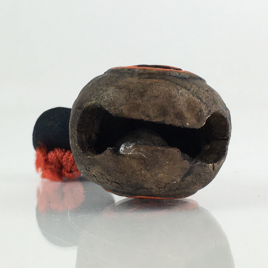 Japanese Clay Bell Vtg Dorei Ceramic Doll Amulet Money Luck Charm DR414