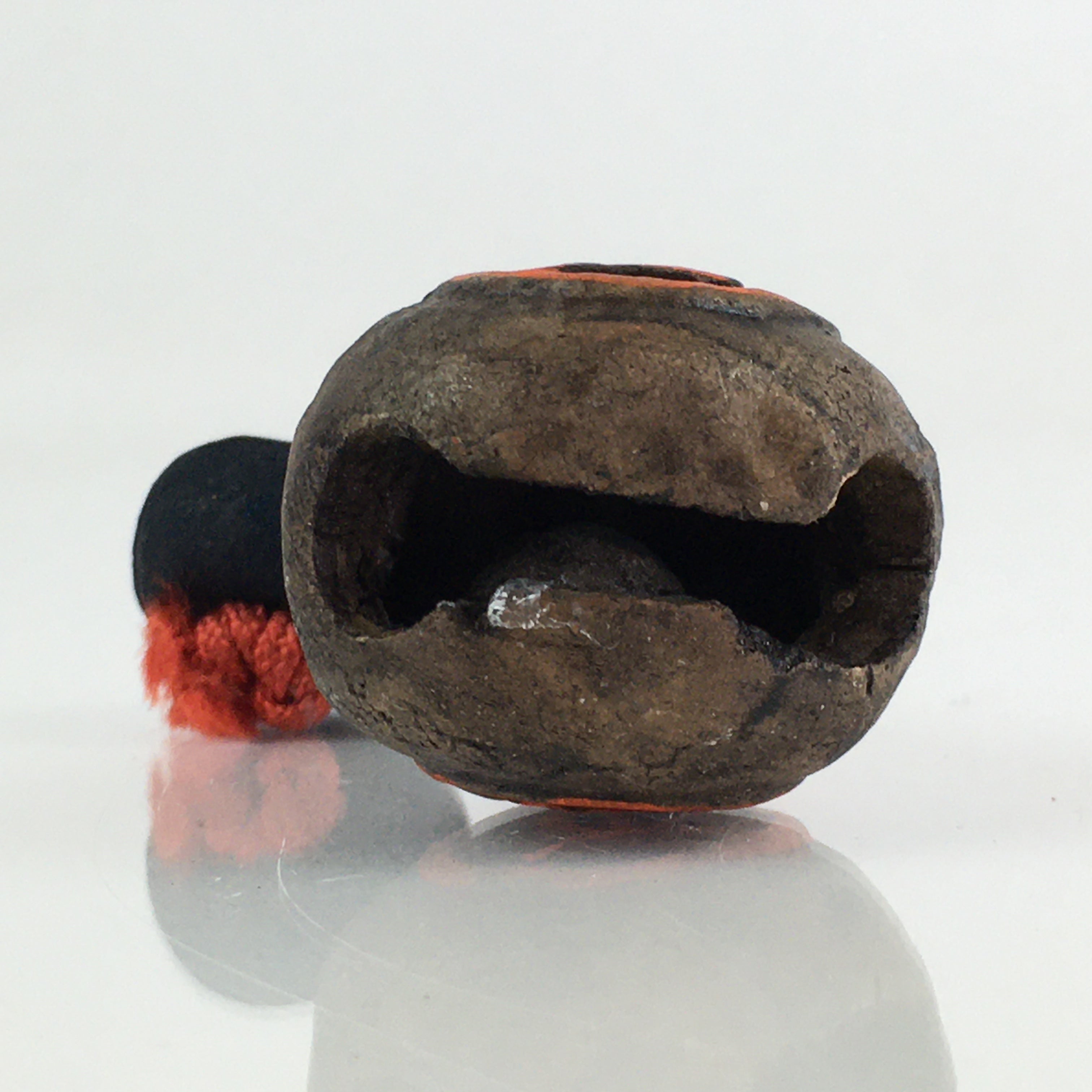 Japanese Clay Bell Vtg Dorei Ceramic Doll Amulet Money Luck Charm DR414