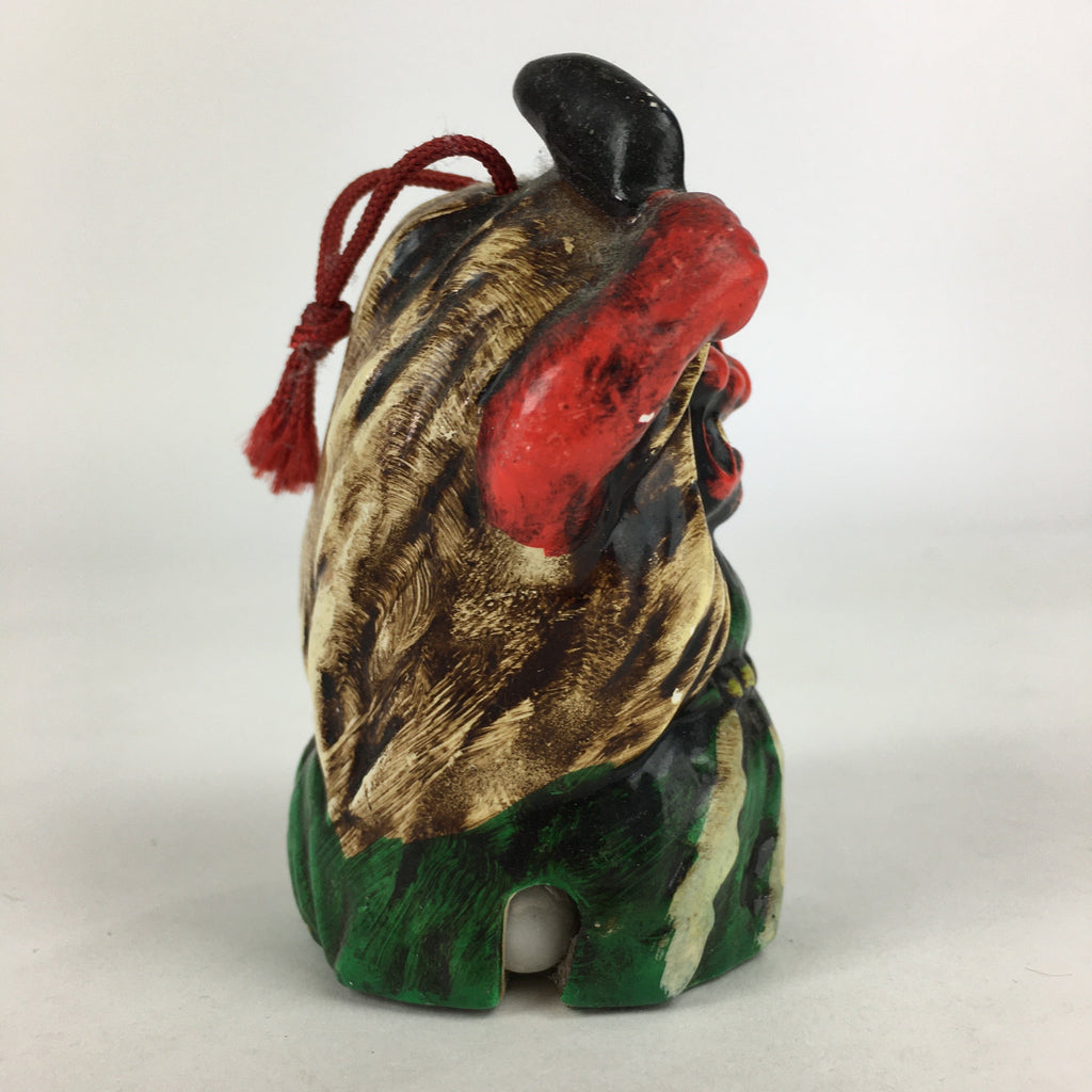 Japanese Clay Bell Vtg Dorei Ceramic Doll Amulet Namahage Demon DR404