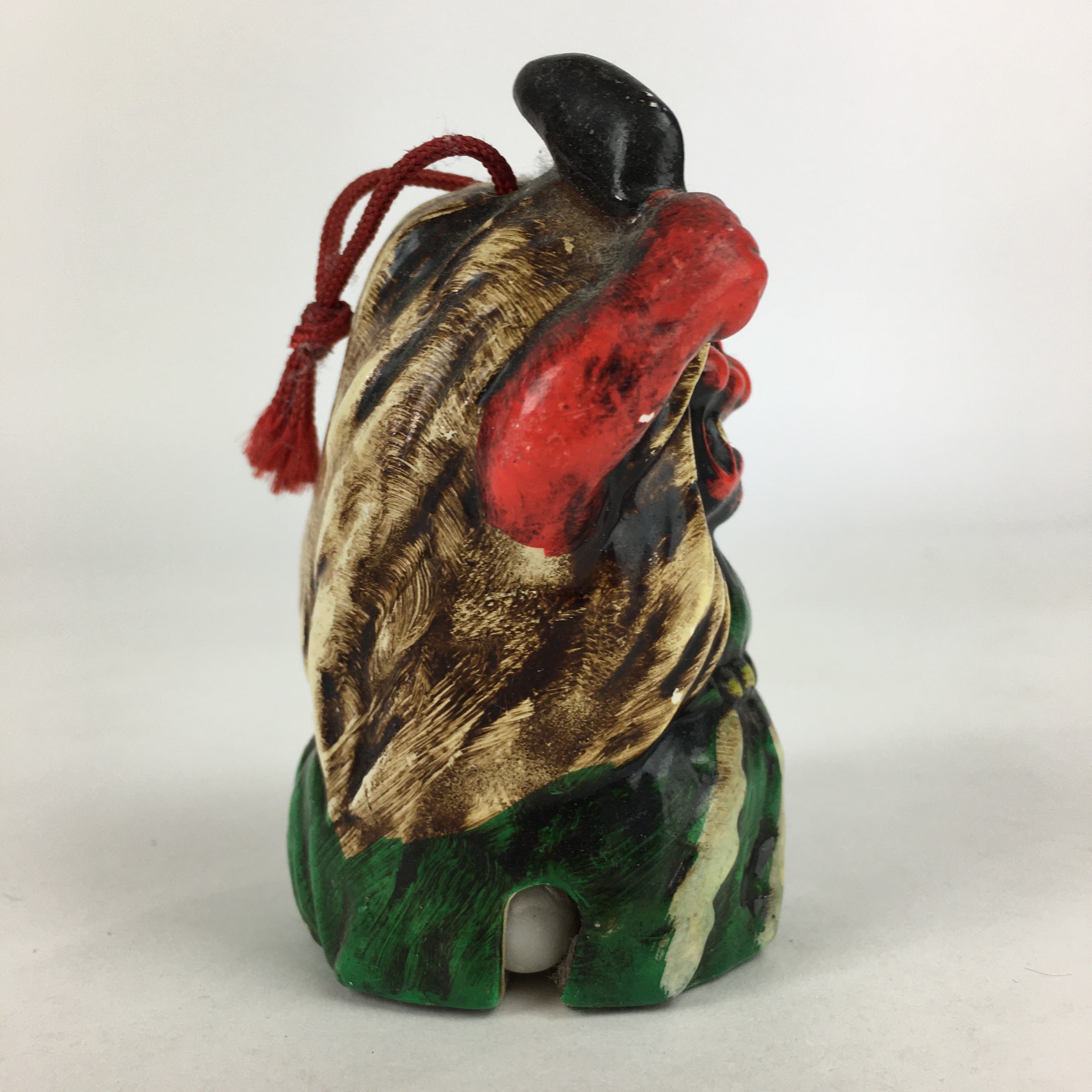 Japanese Clay Bell Vtg Dorei Ceramic Doll Amulet Namahage Demon DR404