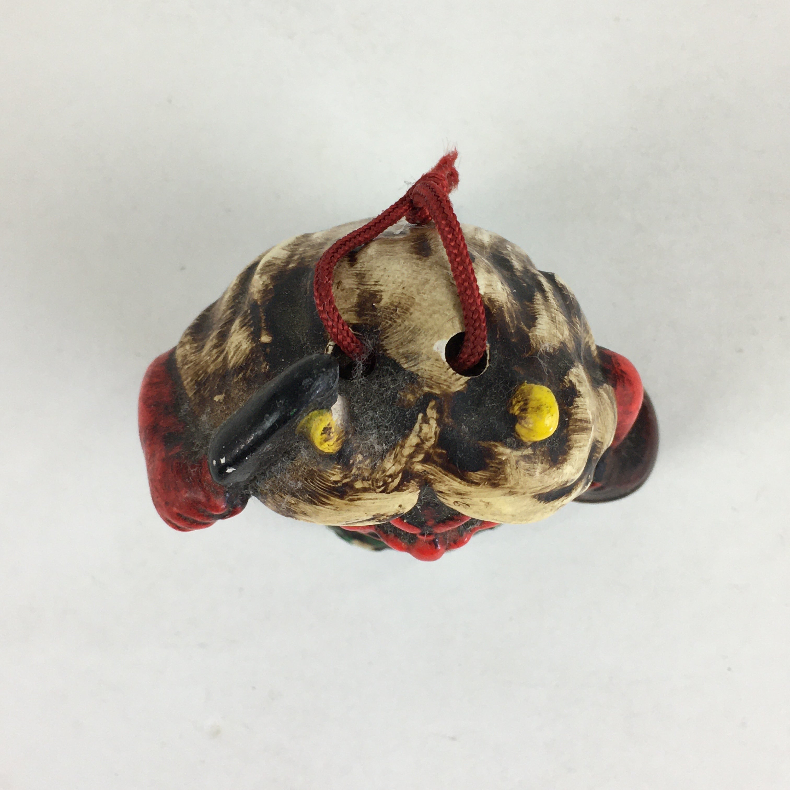 Japanese Clay Bell Vtg Dorei Ceramic Doll Amulet Namahage Demon DR404