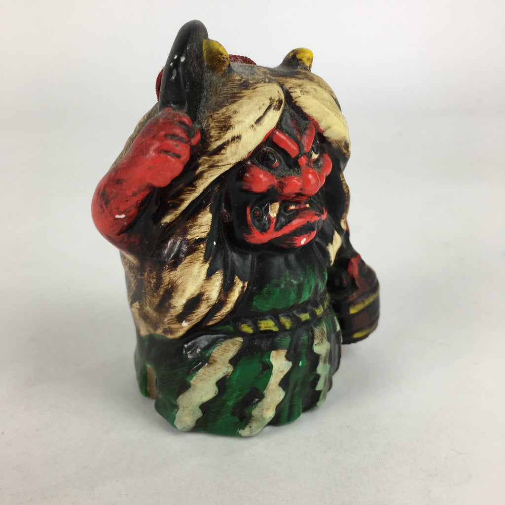 Japanese Clay Bell Vtg Dorei Ceramic Doll Amulet Namahage Demon DR404