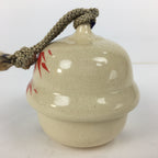 Japanese Clay Bell Vtg Dorei Ceramic Doll Amulet Red Bamboo White DR349