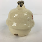 Japanese Clay Bell Vtg Dorei Ceramic Doll Amulet Red Bamboo White DR349