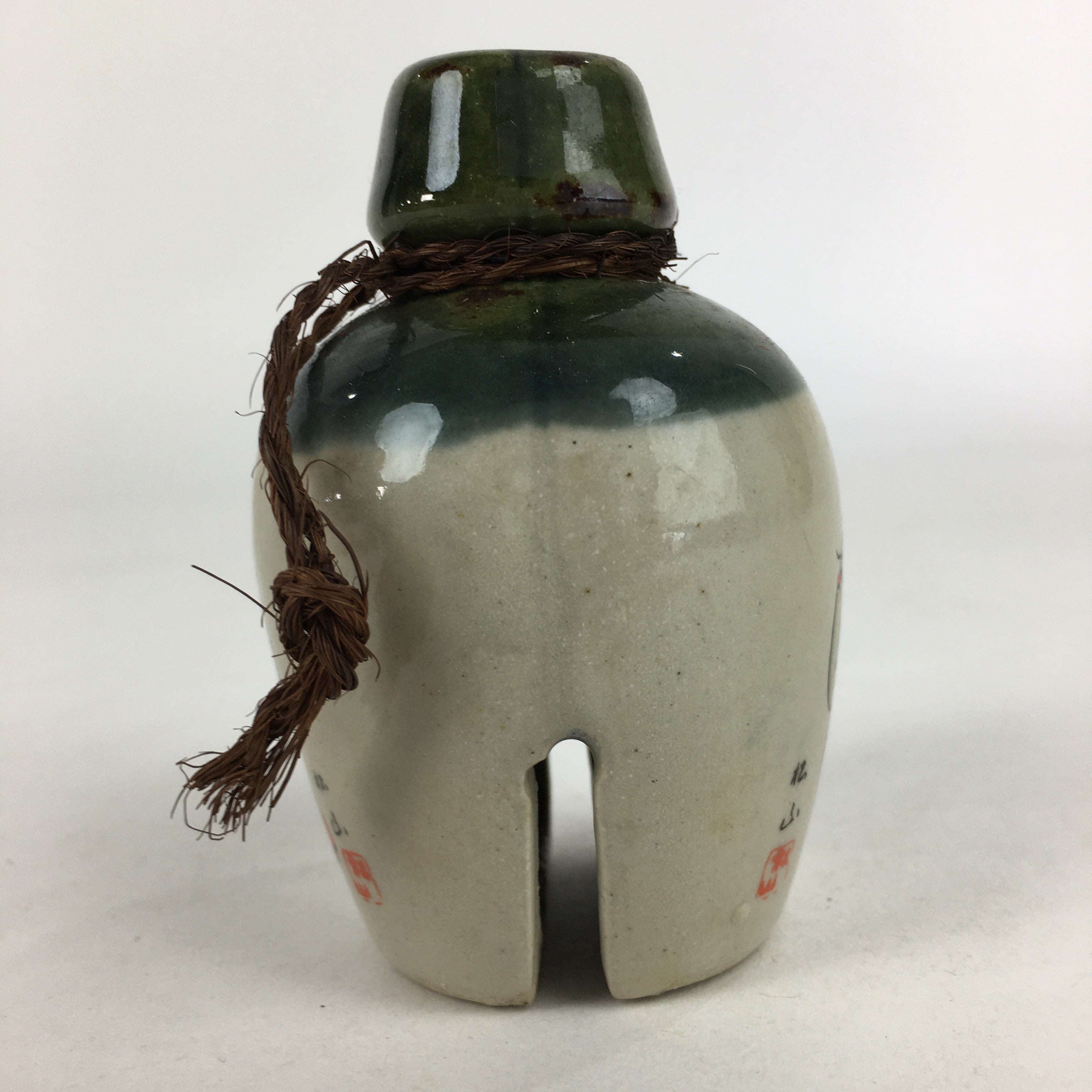 Japanese Clay Bell Vtg Dorei Ceramic Doll Amulet Sake bottle Shape DR387