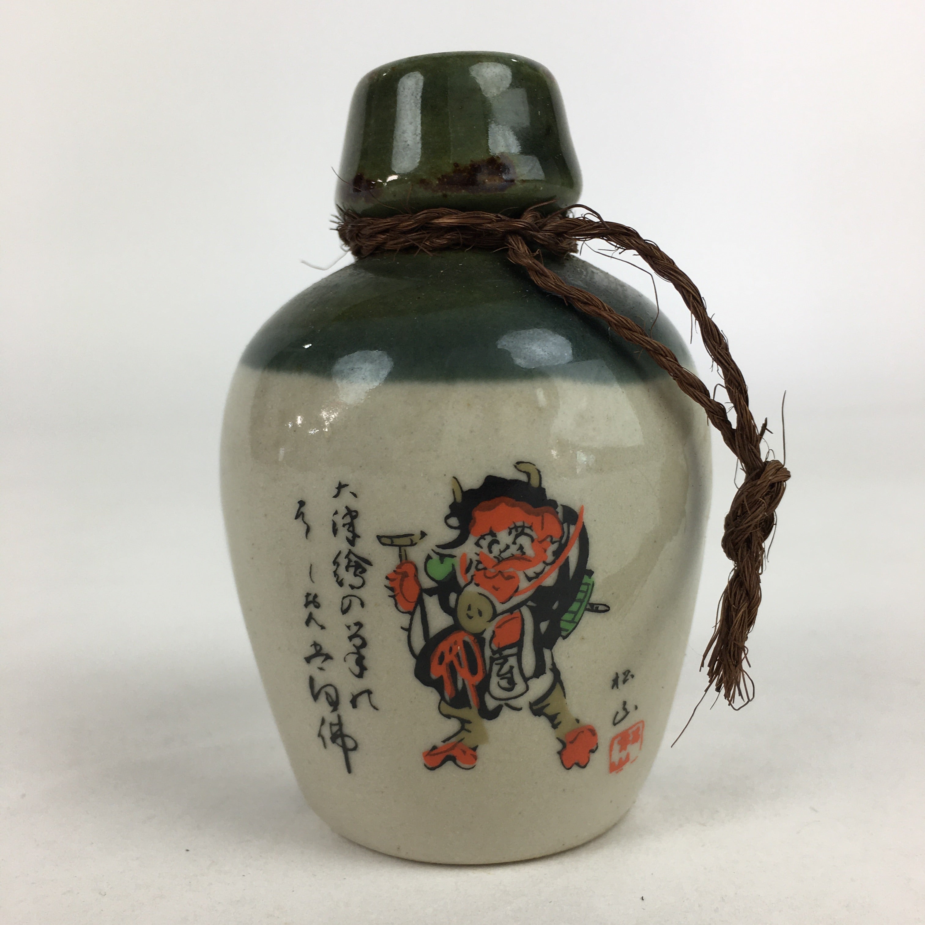 Japanese Clay Bell Vtg Dorei Ceramic Doll Amulet Sake bottle Shape DR387