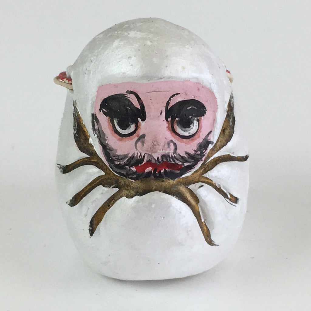 Japanese Clay Bell Vtg Dorei Ceramic Doll Amulet White Daruma DR409