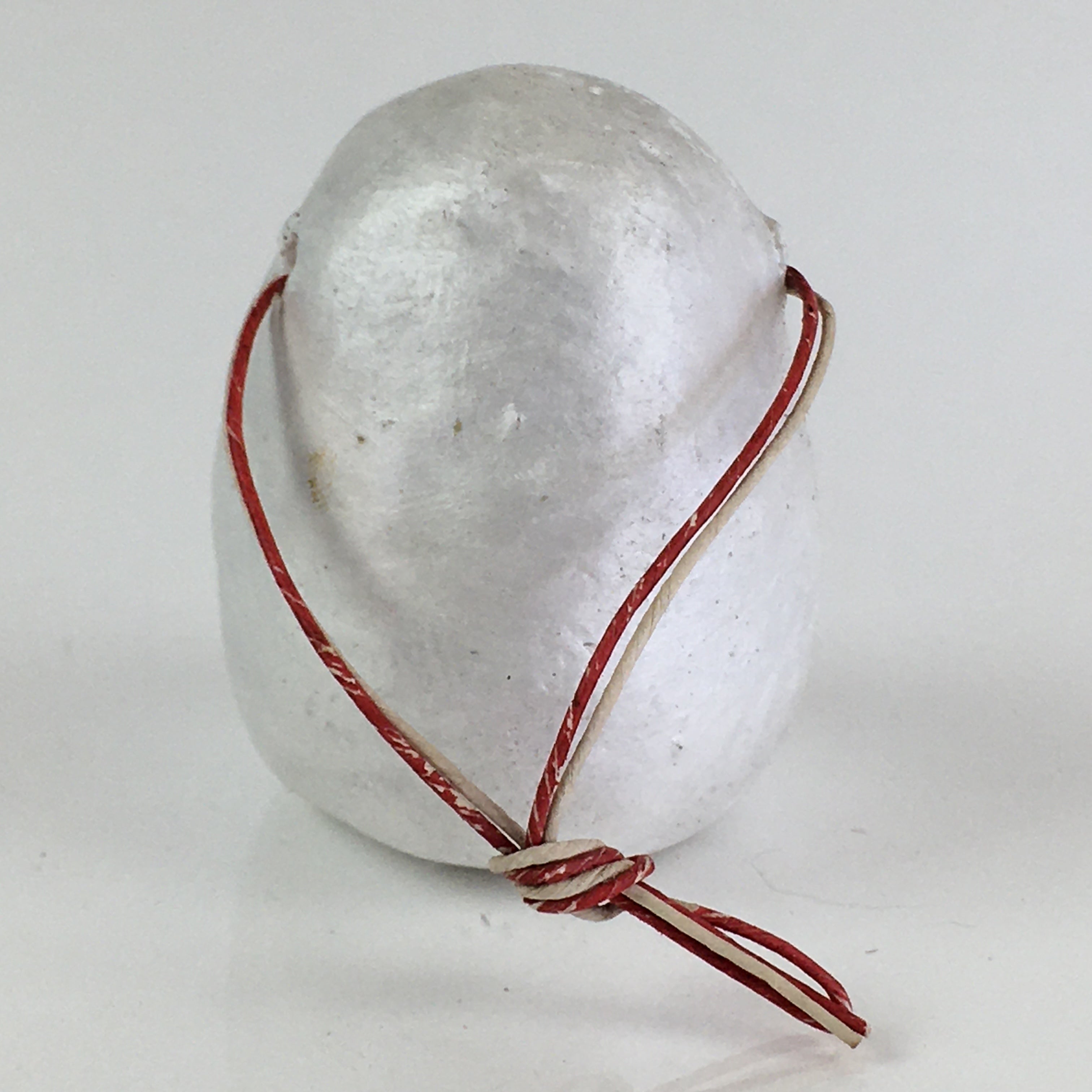 Japanese Clay Bell Vtg Dorei Ceramic Doll Amulet White Daruma DR409