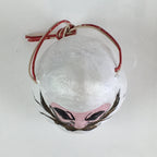 Japanese Clay Bell Vtg Dorei Ceramic Doll Amulet White Daruma DR409