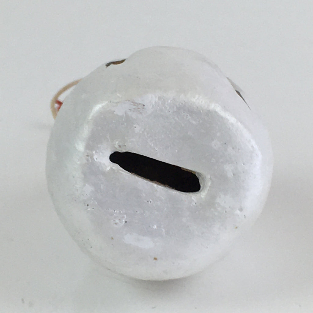 Japanese Clay Bell Vtg Dorei Ceramic Doll Amulet White Daruma DR409