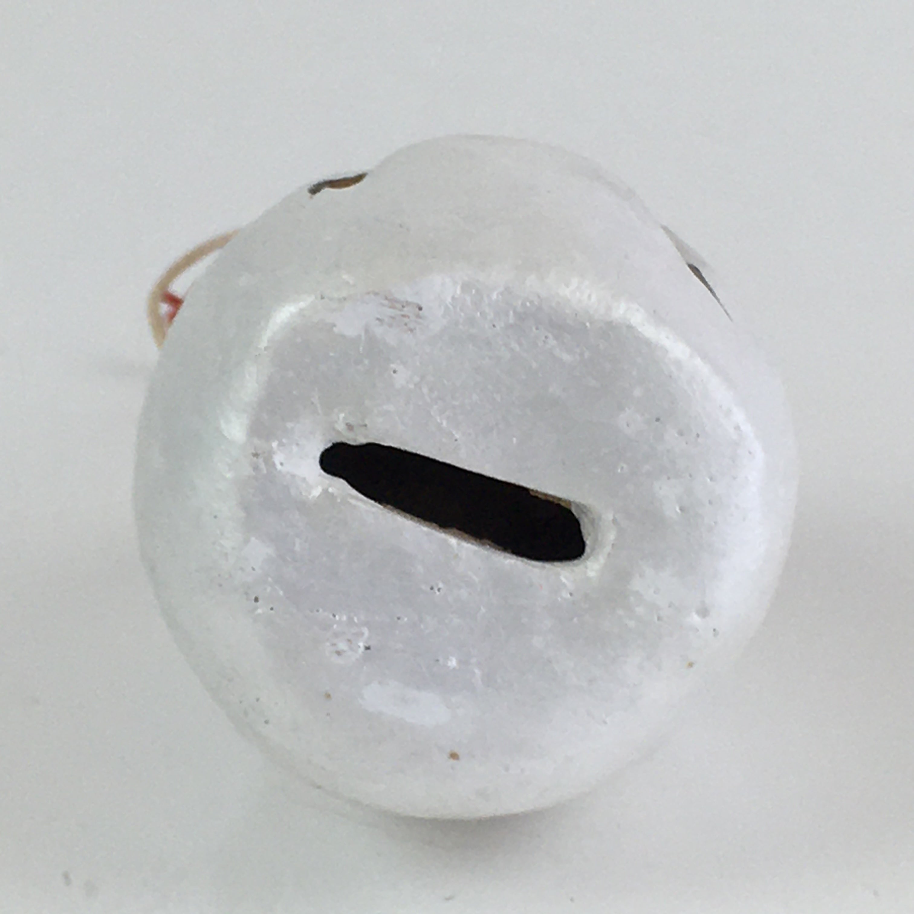 Japanese Clay Bell Vtg Dorei Ceramic Doll Amulet White Daruma DR409