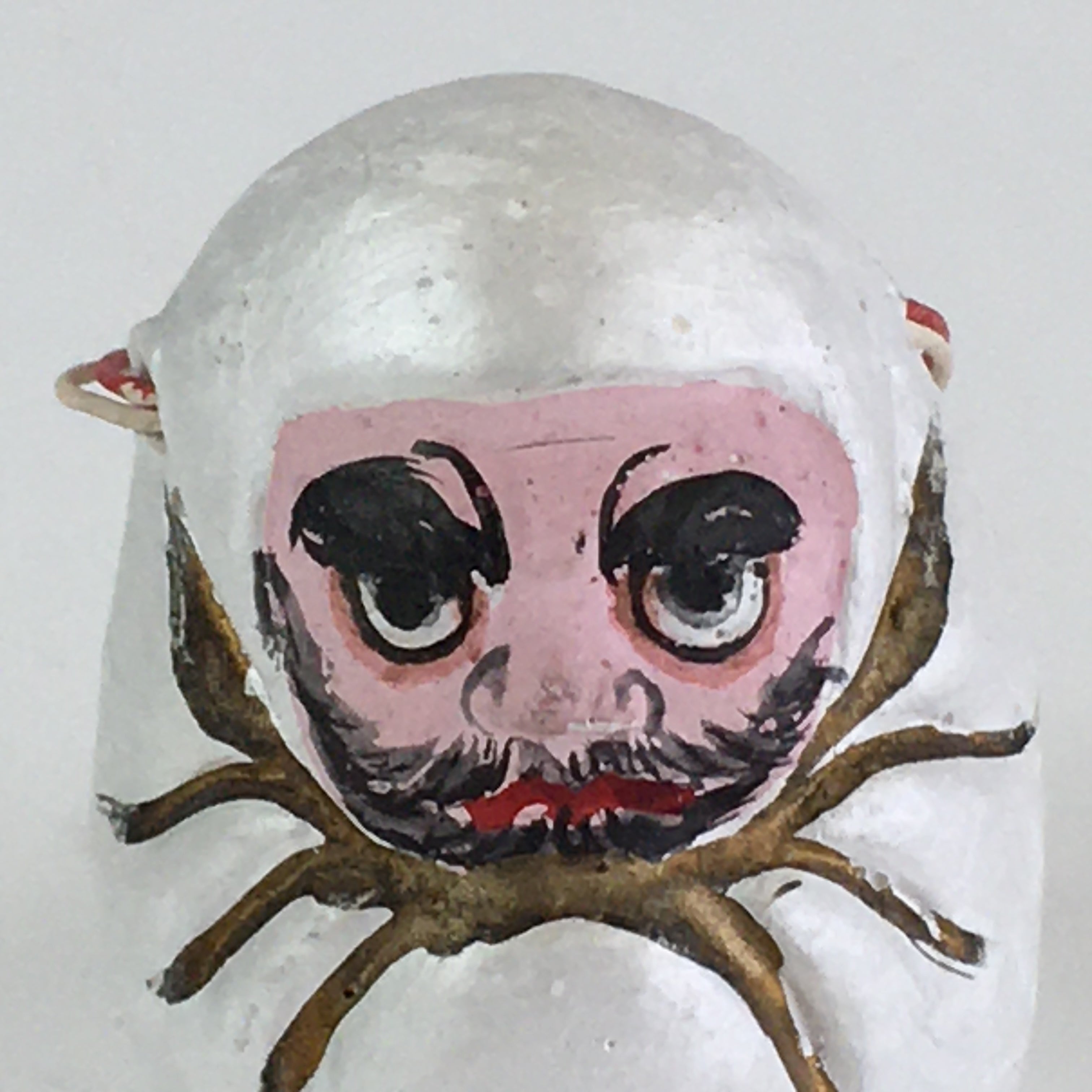 Japanese Clay Bell Vtg Dorei Ceramic Doll Amulet White Daruma DR409