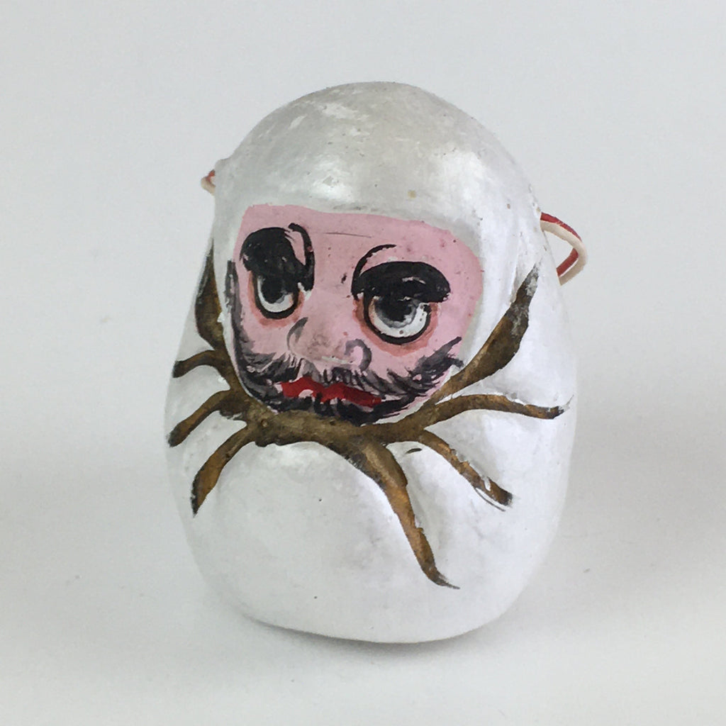 Japanese Clay Bell Vtg Dorei Ceramic Doll Amulet White Daruma DR409