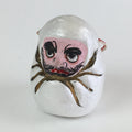 Japanese Clay Bell Vtg Dorei Ceramic Doll Amulet White Daruma DR409