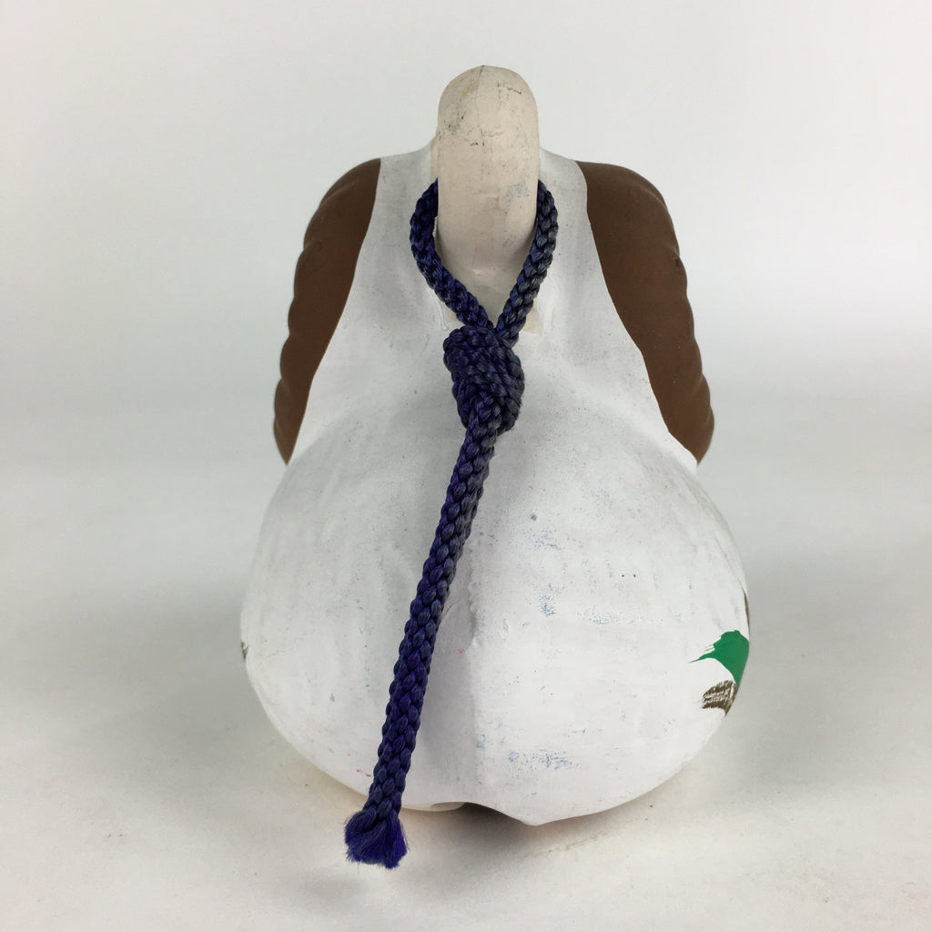 Japanese Clay Bell Vtg Dorei Ceramic Doll Amulet Zodiac Sheep White DR373
